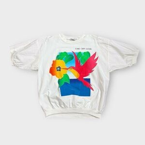Vintage 1980s Cabo San Lucas Peer Peter Mussfeldt White Colourful Cotton…